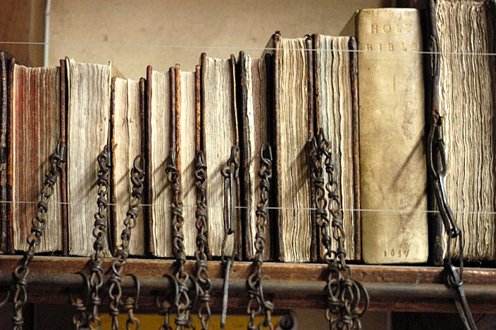 Chained Library -  Hereford Cathedral. http://www.herefordcathedral.org/education-research/library-and-archives/history-of-the-chained-library