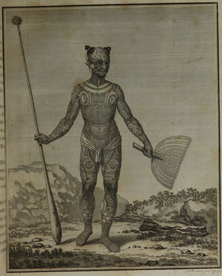 Tatuagem tradicional de habitante de Nukuhiwa. Biblioteca Brasiliana Guita e José Mindlin - USP, acesso em 03-julho-2013 
