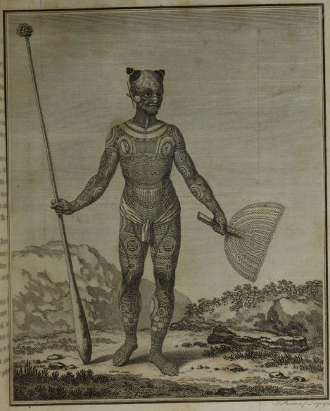 Tatuagem tradicional de habitante de Nukuhiwa. Biblioteca Brasiliana Guita e José Mindlin - USP, acesso em 03-julho-2013 